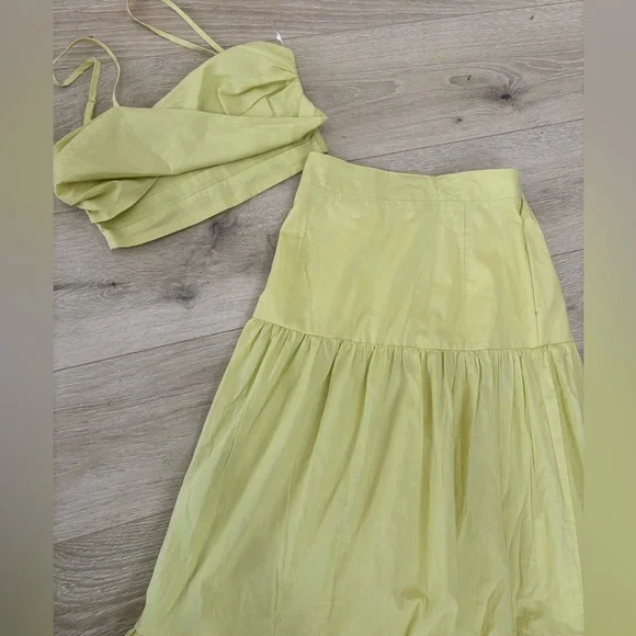 NWT Butter yellow 100% cotton tiered maxi set - Picture 2 of 6